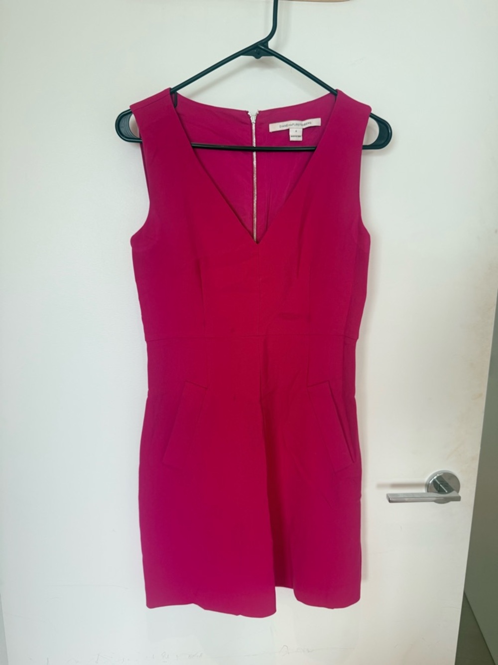 Diane Von Furstenberg Fuchsia Sleeveless V-Neck Mini Dress